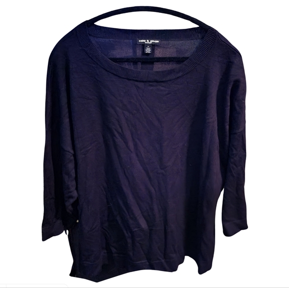 027 CABLE & GAUGE 3XL WOMEN'S BLACK SWEATER WITH BACK BUTTONS - Picture 1 of 2